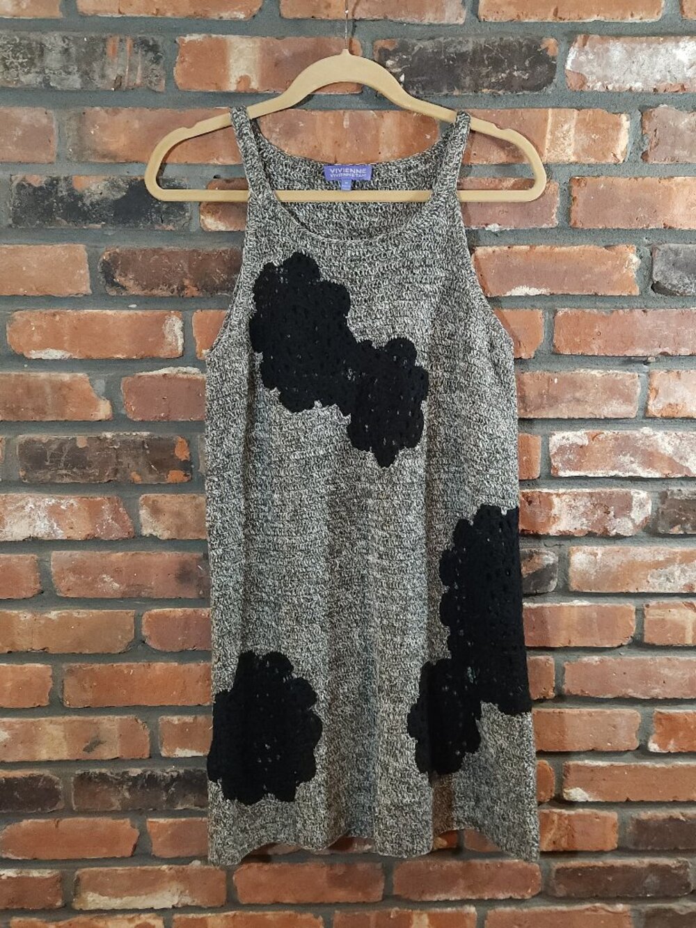 Vintage VIVIENNE Vivienne Tam Sleeveless Knit Mini Dress Boho Artsy Women's M